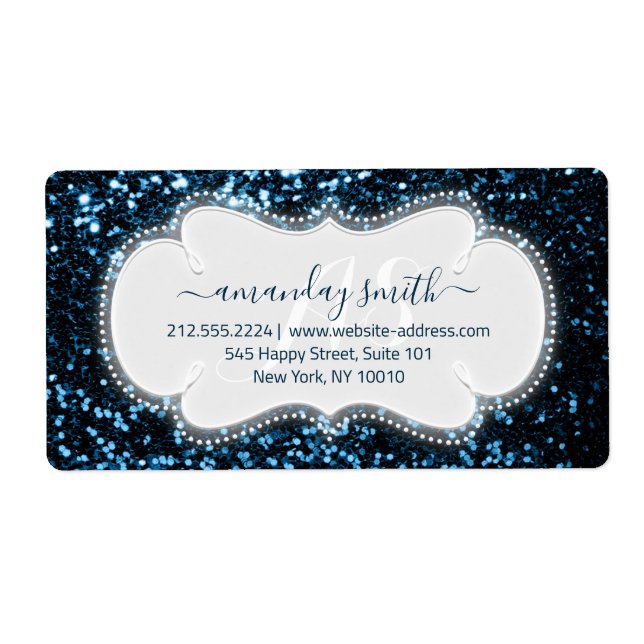 Étiquette RSVP Bridal Swedal Monogram Mariage Blue Navy (Devant)