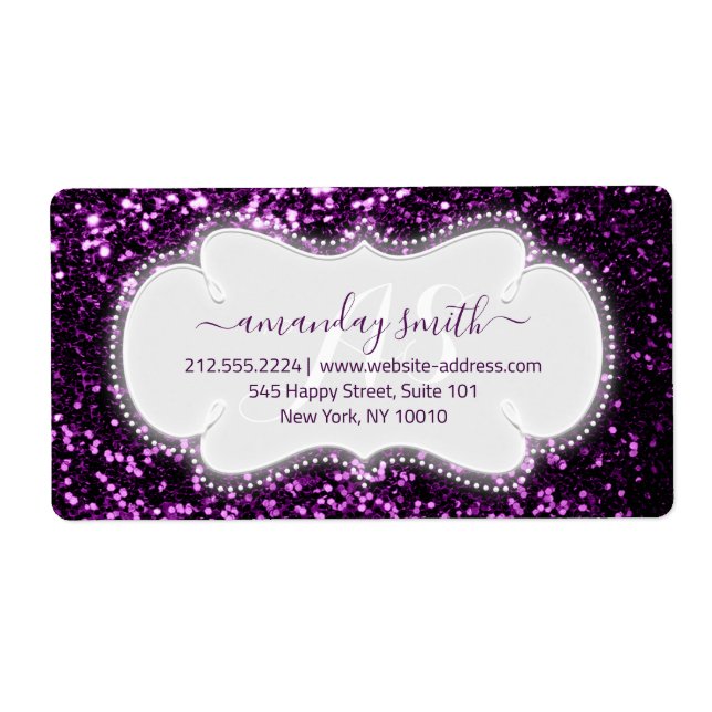 Étiquette RSVP Bridal Swedal Monogram Purple Parties scintil (Devant)