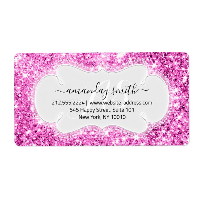 Étiquette RSVP Bridal Sweet Monogramme Mariage rose étincela (Devant)