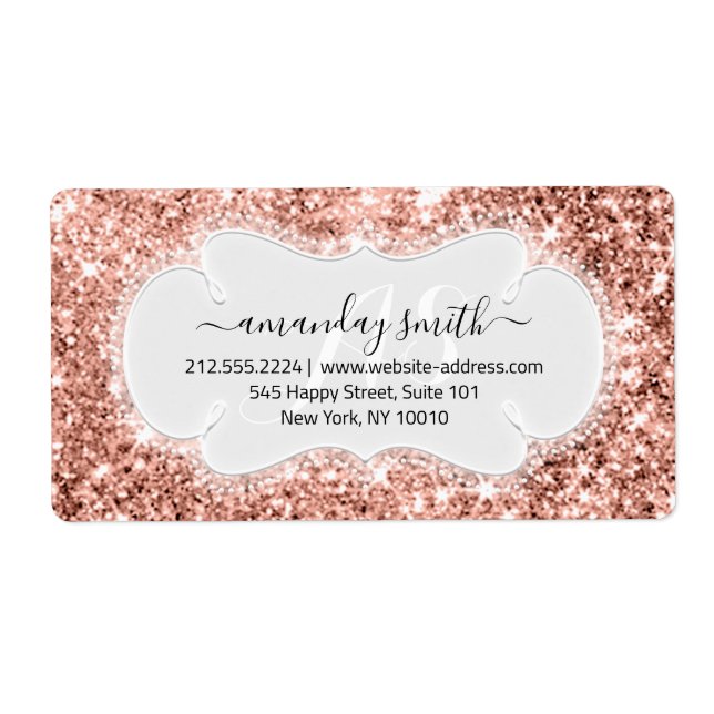 Étiquette RSVP Mariage de Parties scintillant de Rose de la  (Devant)