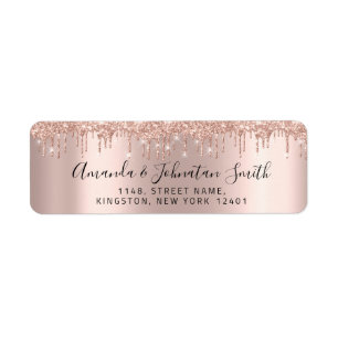Étiquette RSVP Nouveau Mariage Adresse Rose Gold Drives