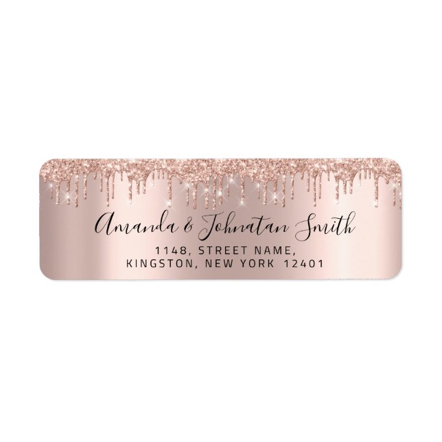 Étiquette RSVP Nouveau Mariage Adresse Rose Gold Drives (Devant)