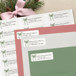 Étiquette Ruban à nœud vert sauge Noël Adresse