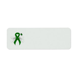 Étiquette Ruban de sensibilisation au vert avec papillon