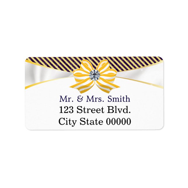 Étiquette Ruban jaune avec motif Damas Variation (Devant)