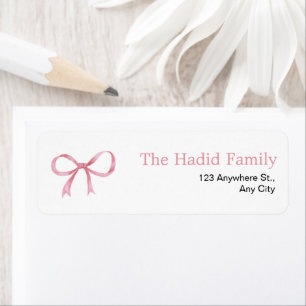 Étiquette Ruban rose aquarelle 