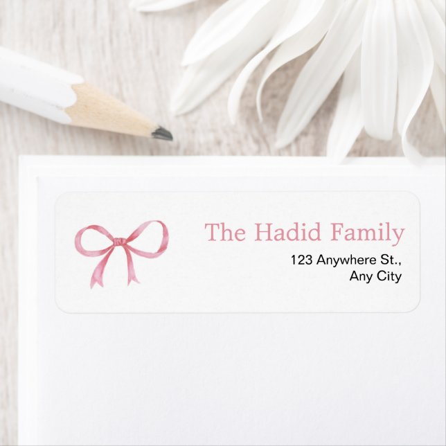 Étiquette Ruban rose aquarelle  (En situation)