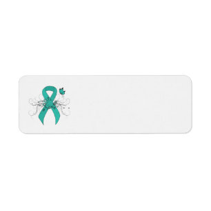 Étiquette Ruban turquoise avec papillon