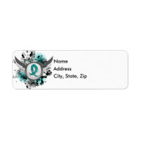 Ruban turquoise Et Ailes Cancer De L'Ovarien