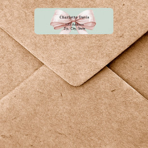 Étiquette Ruban vert sauge blush rose adresse de retour