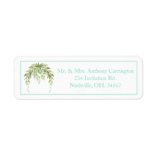 Étiquette Rubans bleus Floral Elegant Adresse de retour Labe