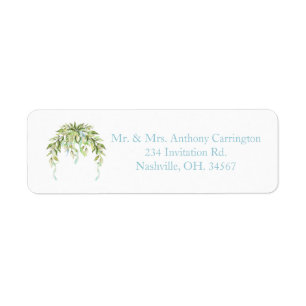 Étiquette Rubans bleus Floral Elegant Adresse de retour Labe