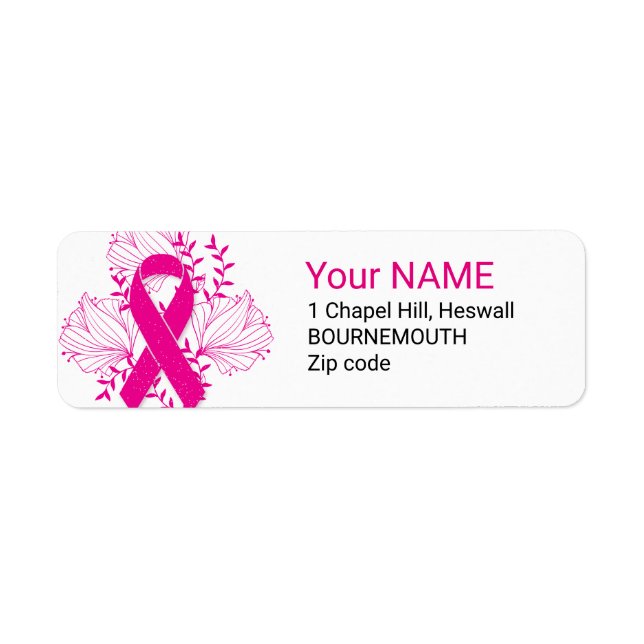 Étiquette Rubrique de sensibilisation au cancer du sein rose (Devant)