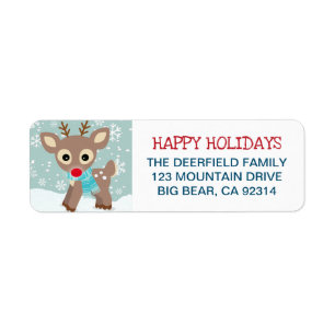 Étiquette Rudolph Reindeer Snowflake Adresse de Noël