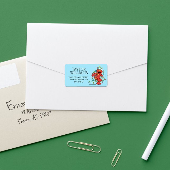 Étiquette Rue Sésame | Lumières de Noël Elmo (Label on envelope)