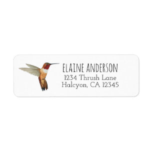 Étiquette Rufous Hummingbird return address Label
