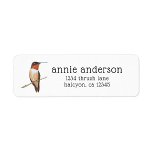 Étiquette Rufous Hummingbird Return Address Label