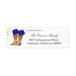 Étiquette Russe Boots Cowboy Roses bleus Adresse de retour
