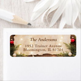 Étiquette Russe Christmas String Lights Adresse de retour