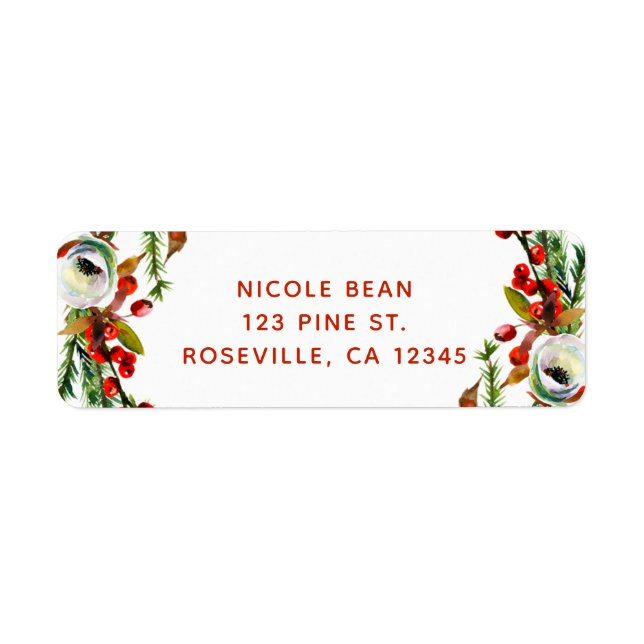 Étiquette Russe hiver Floral Wreath Moderne (Devant)