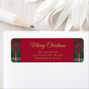 Étiquette Russe Noël Plaid Tartan Motif