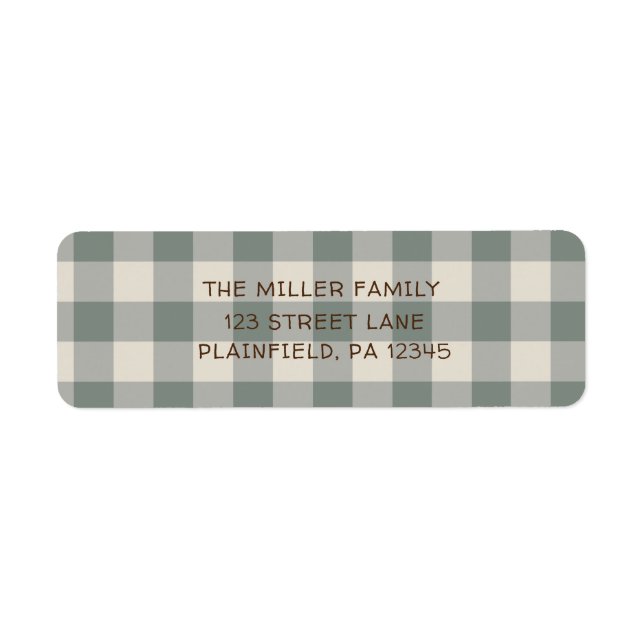 Étiquette Russe Sage Buffalo Plaid Adresse de retour (Devant)