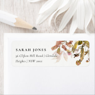 Étiquette Rust Orange Fall Tree Branch Adresse de vol