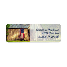 Étiquette Rustic Barn Patriotique US American Drapeau Adress