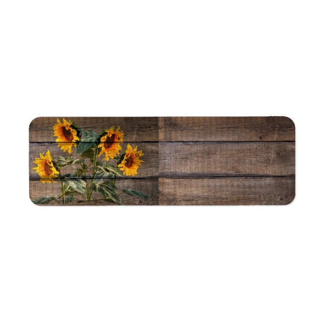 Étiquette Rustic Barn Wood Sunflower (Devant)