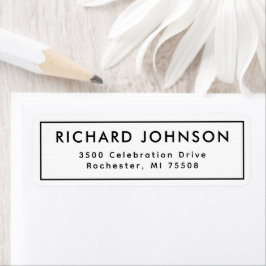 Étiquette Rustic Black Minimalist Elegant Adresse de retour