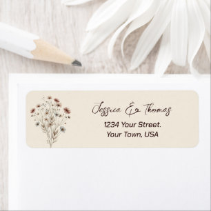 Étiquette Rustic Boho Mariage Fleur sauvage Adresse de retou
