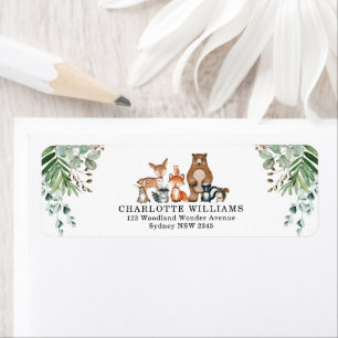 Étiquette Rustic Botanical Woodland Animaux Retour Adresse