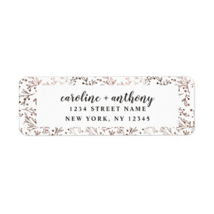 Étiquette Rustic Branches Cuivre Mariage Adresse de retour