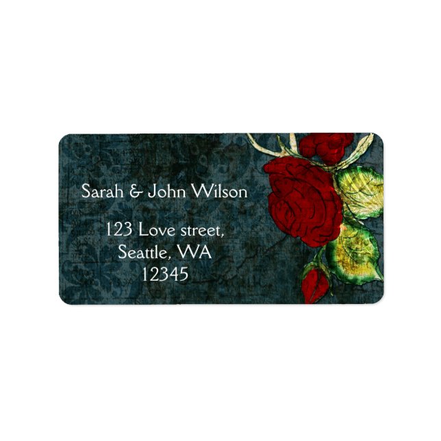 Étiquette Rustic Chic Aqua Mariage Rose Vintage (Devant)