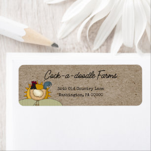 Étiquette Rustic Country Farm Rooster Adresse de retour Labe