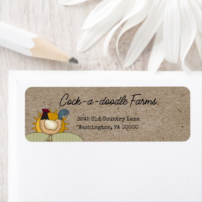 Étiquette Rustic Country Farm Rooster Adresse de retour Labe (En situation)