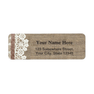 Étiquette Rustic Country Laced Burlap Twine Adresse de retou
