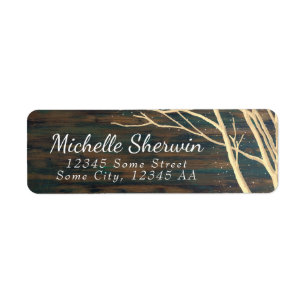 Étiquette Rustic Dark Wood Branches Retour Adresse