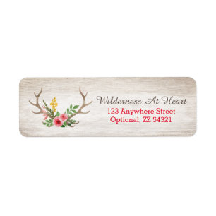 Étiquette Rustic Deer Antler Bohemian Floral Adresse de reto