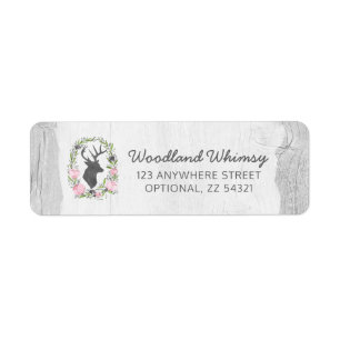 Étiquette Rustic Deer Silhouette Floral Adresse de retour