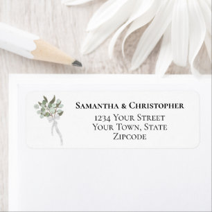 Étiquette Rustic Eucalyptus Bouquet Mariage Adresse de retou