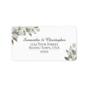 Étiquette Rustic Eucalyptus & Greenery Adresse du Mariage