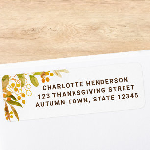 Étiquette Rustic Fall Theme Return Adresse