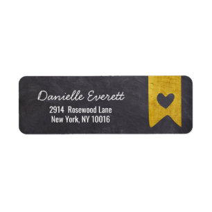 Étiquette Rustic Gold Banner Chalkboard Heart Adresse de ret