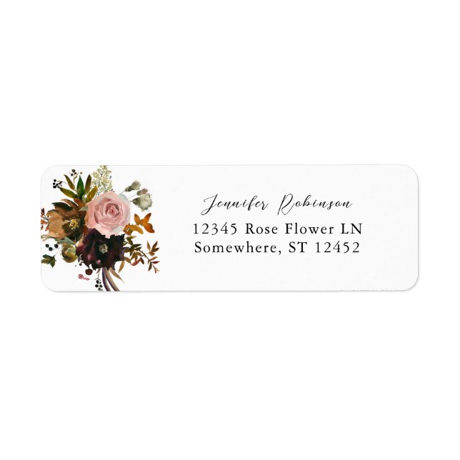 Étiquette Rustic Gold, Purple & Pink Floral 3 Adresse de ret (Devant)
