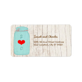 Étiquette Rustic Mason Jar sur l'écorce Mariage illustré