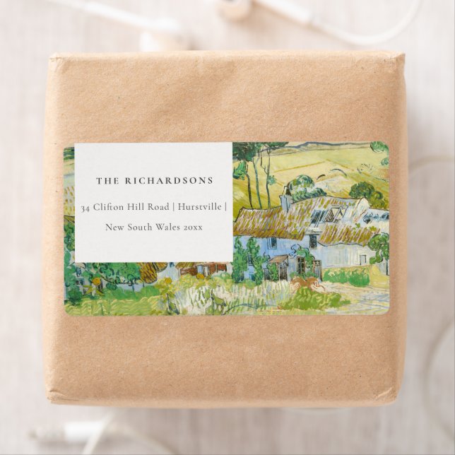 Étiquette Rustic Pastel Fields Mountain Landcape Adresse (En situation)