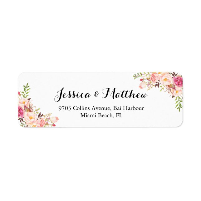 Étiquette Rustic Peony Floral Mariage personnalisé (Devant)