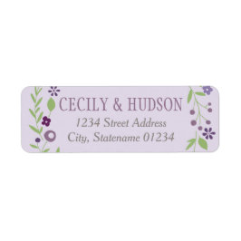 Étiquette Rustic Purple Green Floral Mariage Adresse de reto