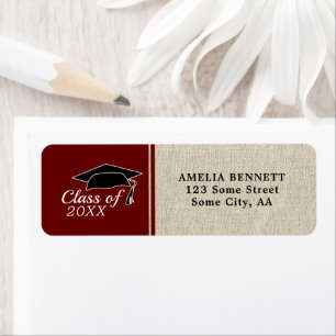Étiquette Rustic Red Class of Graduate Casquette Adresse de 